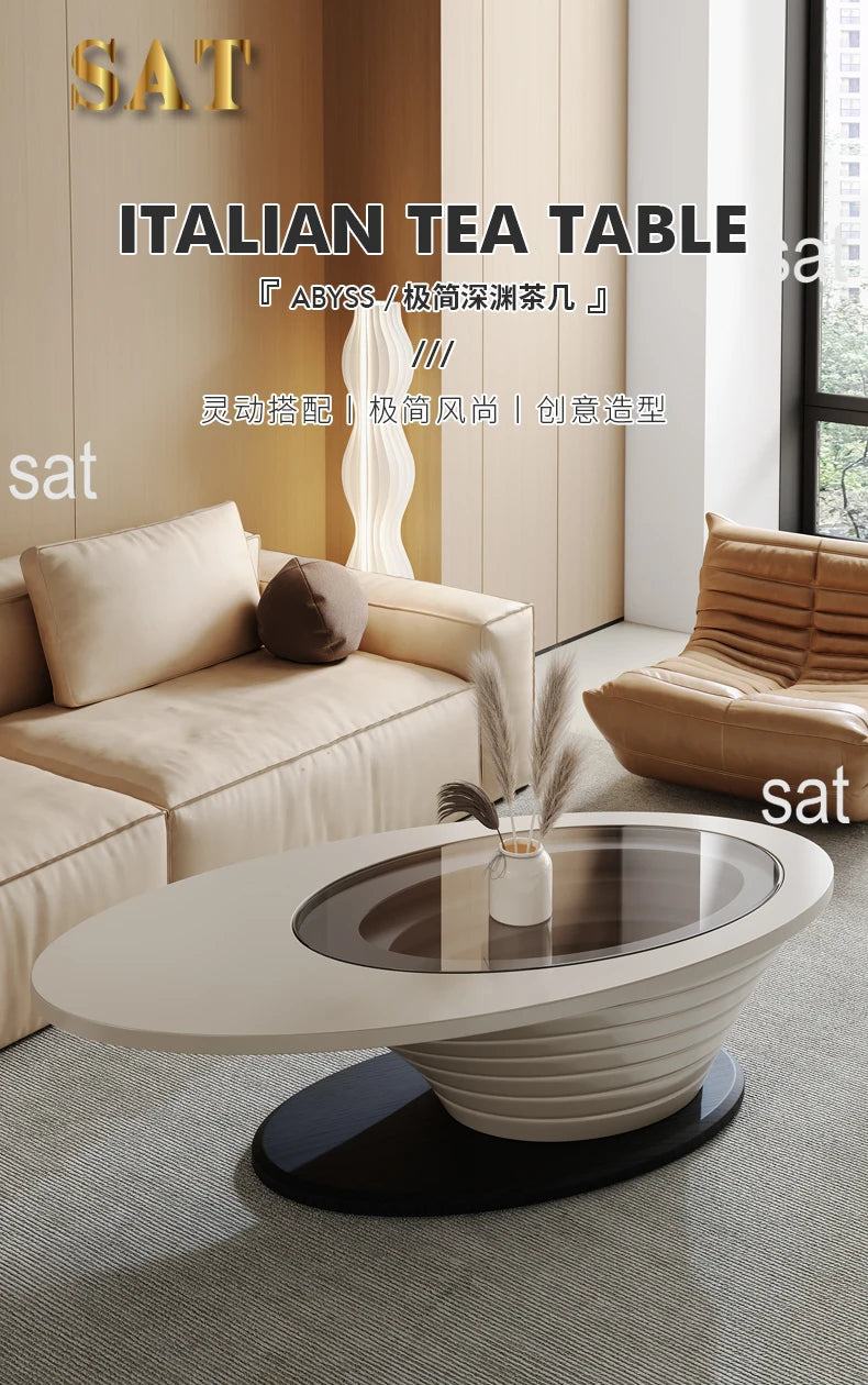 Oval Modern Coffee Table Unique Trendy Design European Coffee Table Neutral Minimalist Table Basse Living Room Furniture