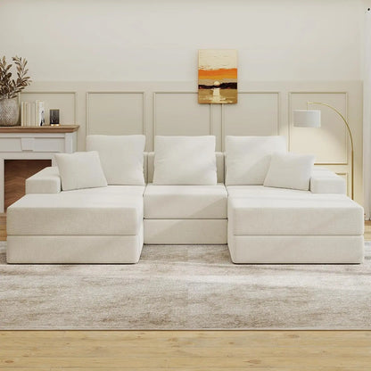 101" U-Shaped Cloud Sectional Couch for Living Room, Cloud Boneless Couch-No Assembly with Reversible Chaise