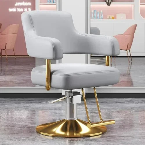 Portable Barbershop Salon Chair Luxury Beauty Gold Hairdressing Salon Chair Barber Swivel Silla Furniture