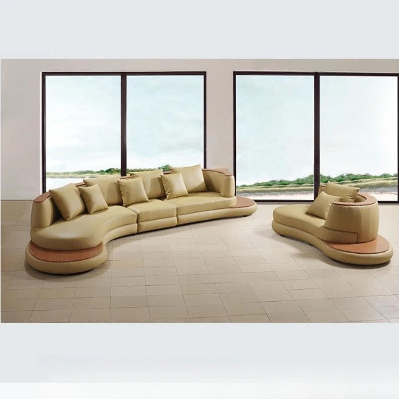 First layer cowhide sofa, creative curved leather sofa combination