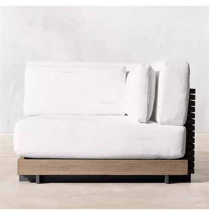 Nordic Solid Wood Villa Set Patio Outdoor Sofas Waterproof Sun Protection Balcony Leisure Recliner Light Luxury Garden Furniture