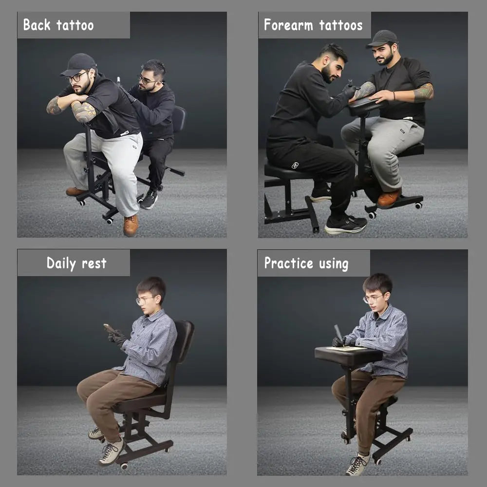 Multifunctional Chair with Armrest, 80-98cm Adjustable Tattoo Salon Chairs Steel Frame Lift Tattoo Bench For Tattoo Artist