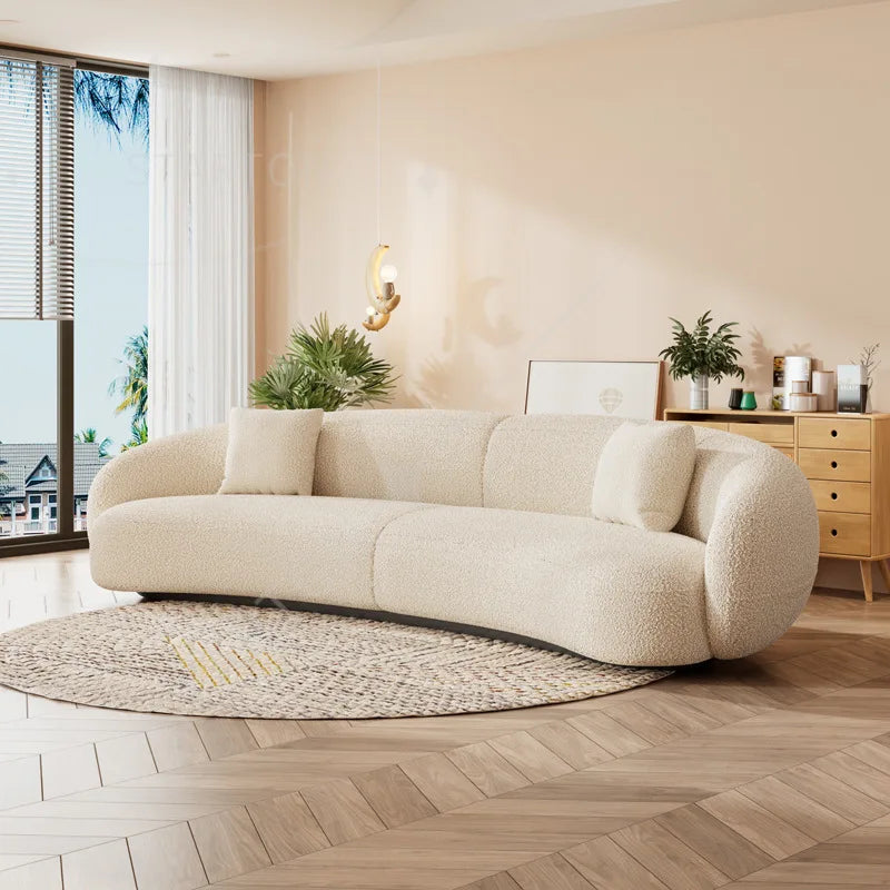Hot Sale Modern Luxury Living Room Furniture White Couch Living Room Sofas Curved Velvet Sofa Set Fabric Sofa for Home