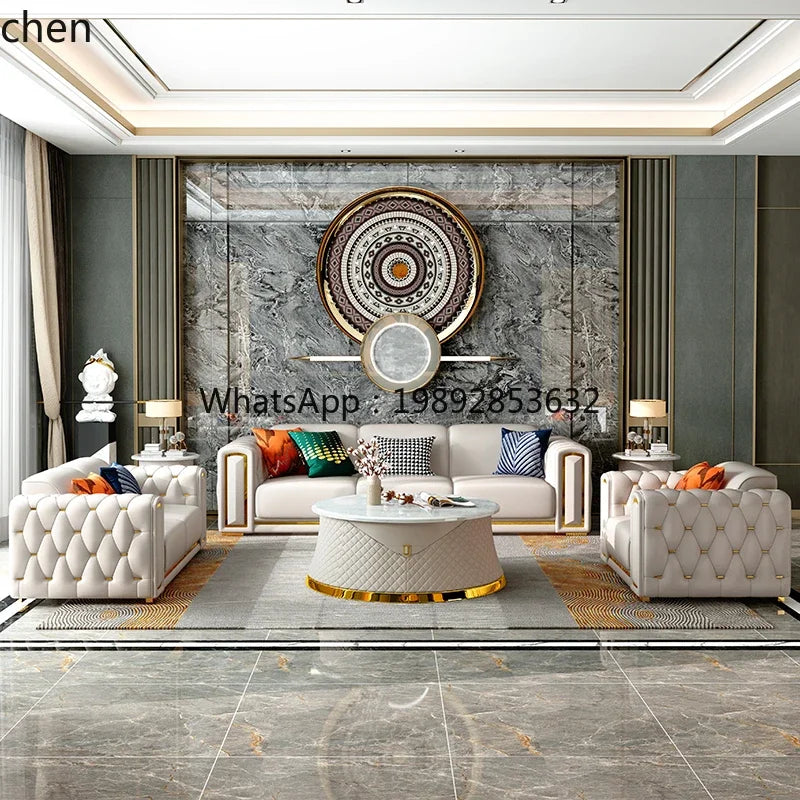 A2-7   new light luxury leather sofa living room combination size modern simple first-layer cowhide sofa