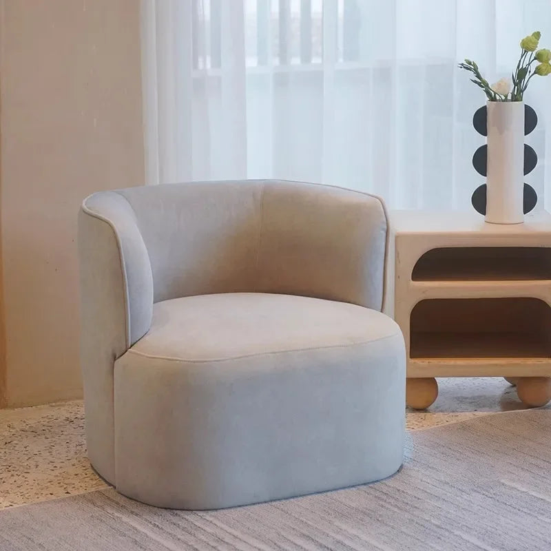 Nordic Light Luxury Cream Style Single Lambswool Couch Home Living Room Bedroom Couch Designer Chair