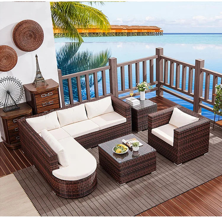 Outdoor sofa leisure balcony set combination villa courtyard sales office lazy rattan furniture small apartment rattan sofa