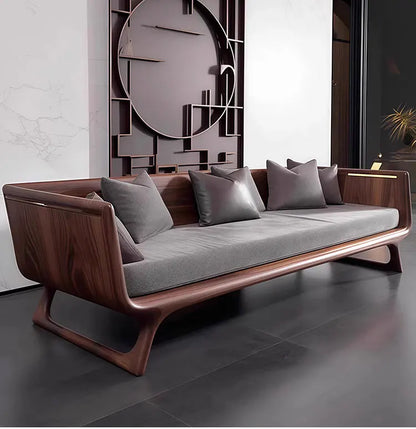 New Chinese-style North American black walnut sofa high-end custom home bed and breakfast living room ash wood solid wood light