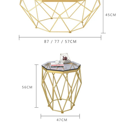 Nordic Light Luxury Tempered Glass Coffee Tables Small Apartment Sofa Side Table Simple Iron Corner Table Living Room Furniture