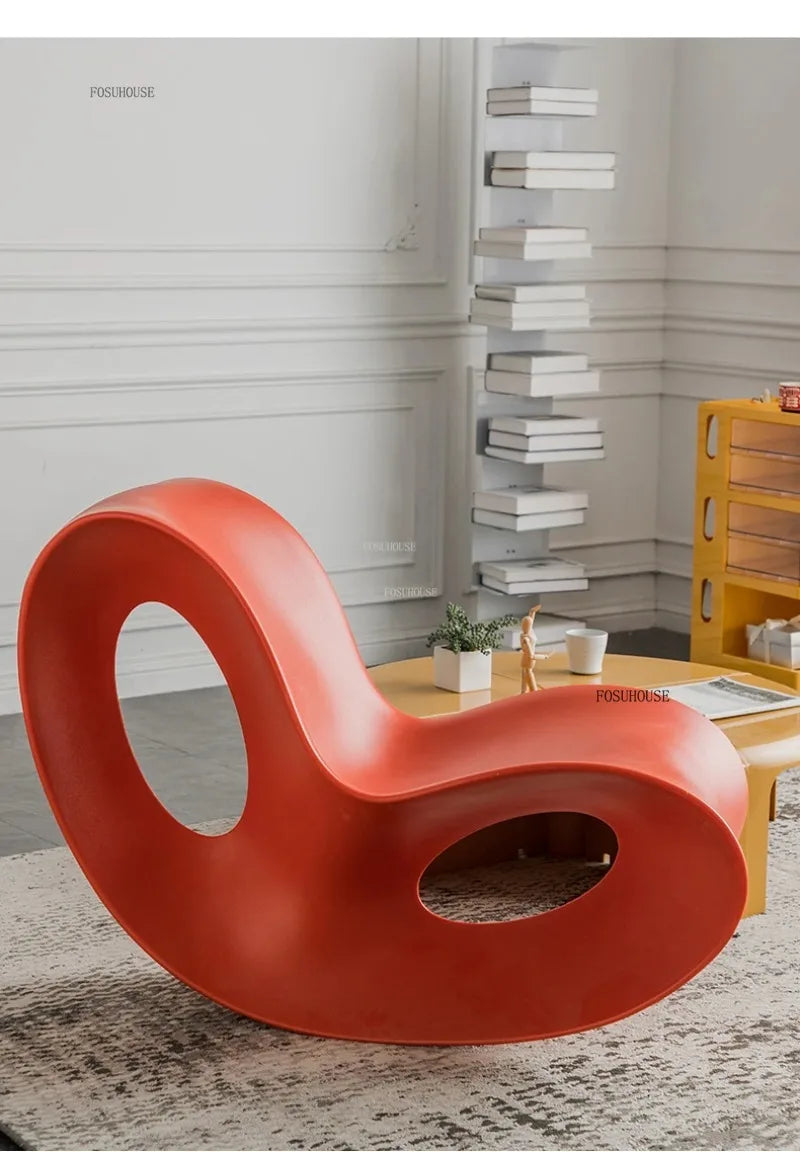 European Plastic Living Room Chairs Creative Rocking Chair Living Room Furniture Lazy Single Sofa Chair Designer Lounge Chair