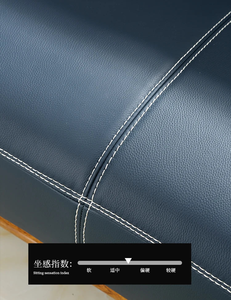 FY Ebony Wood Genuine Leather Sofa Solid Wood Sofa Living Room New Model