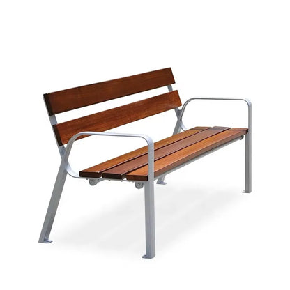 Customized New Design Solid Wood Memorial Outdoor Bench with Armrests High Quality Town Park Garden Street Waiting