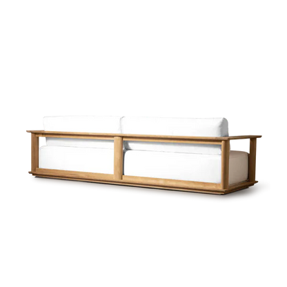 Custom Outside Furniture Deep Comfortable Seat Wide Armrest Solid Wooden Teak Garden Sofa Set