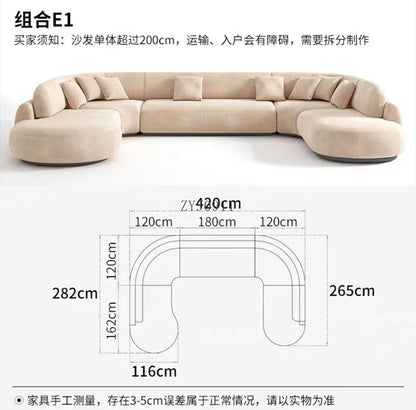 Nordic simple fabric curved corner multi-person living room beauty salon hotel reception sofa