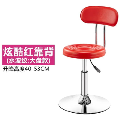 Black PU Leather Rolling Stool Round Swivel Stool with Wheels Height-Adjustable Seat for Salon Tattoo or Office Use
