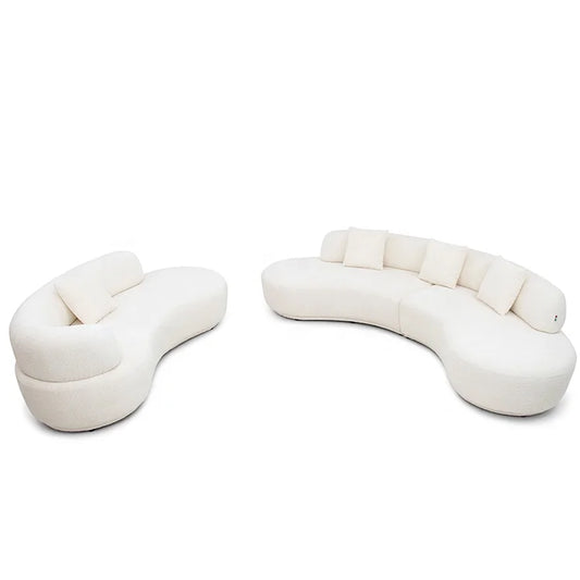 Nixon White Cloud Extendable U-Shaped Modular Sofa Set Home Embroidered Textile Fabric Corner Living Room Couch