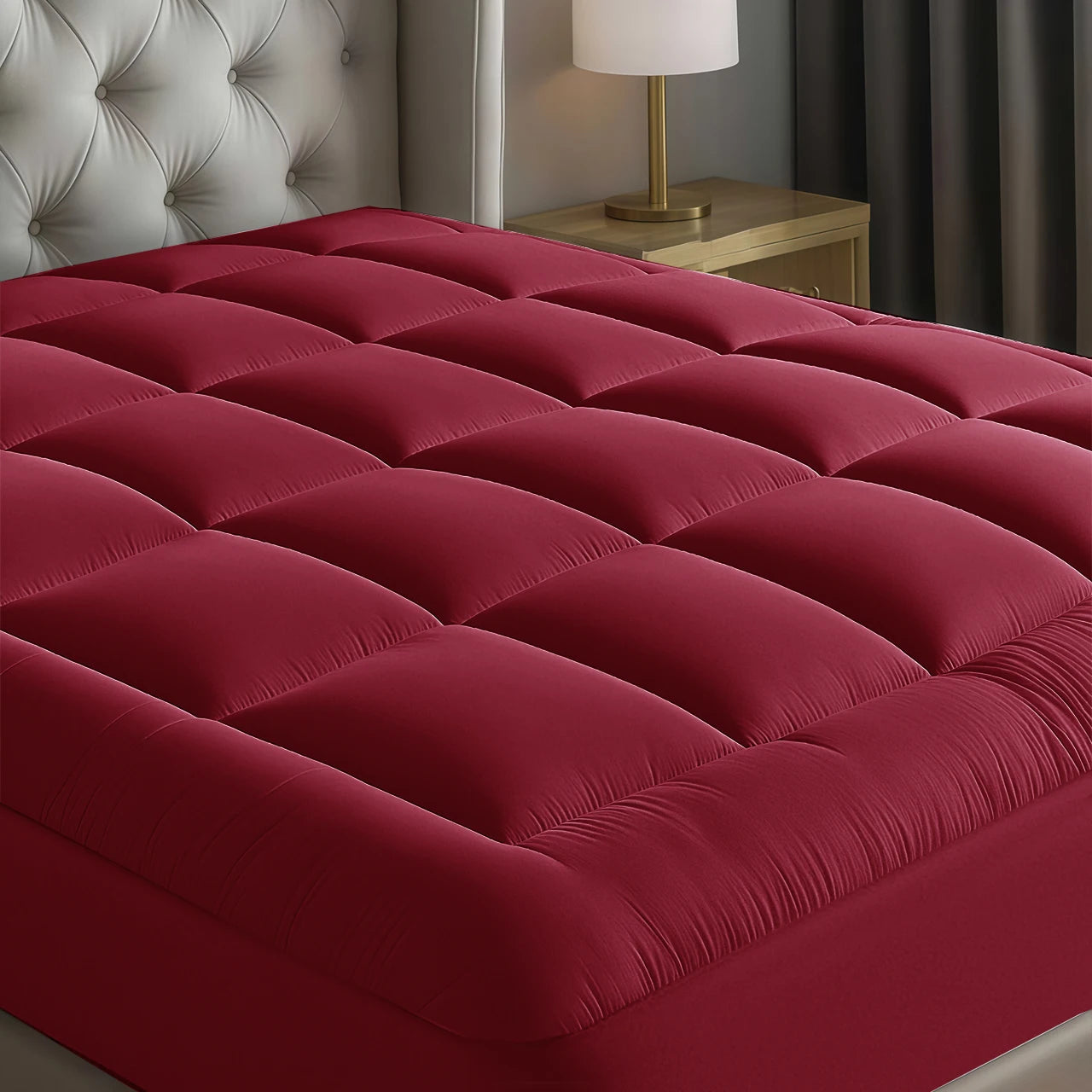 Cloud-Like Mattress Topper, Mattress Pad for Back Pain Relief, Breathable Quilted Fitted Mattress Protector for Hot Sleepers