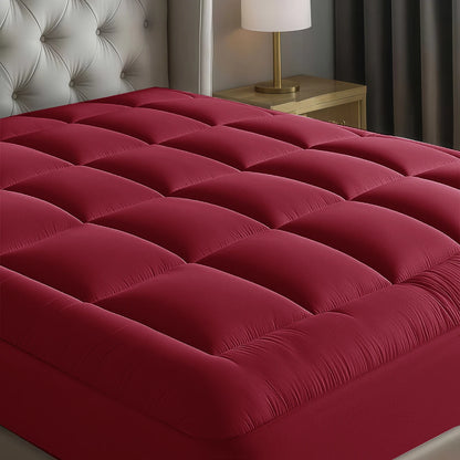 Cloud-Like Mattress Topper, Mattress Pad for Back Pain Relief, Breathable Quilted Fitted Mattress Protector for Hot Sleepers