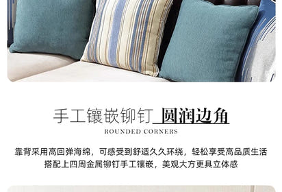 4*American all-solid wood leather sofa European double triple retro modern simple