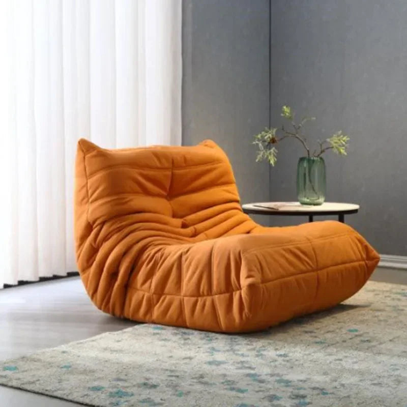 Single sofa living room bedroom lazy fabric leather leisure chair small apartment cream wind