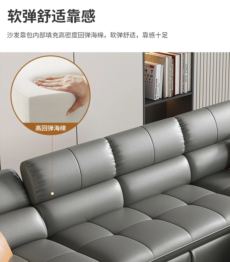 Designer Leather Sofa Living Room Ajustable Lounge Foldable Sofa Reclinable Modular Minimalist Woonkamer Banken Lounge Furniture