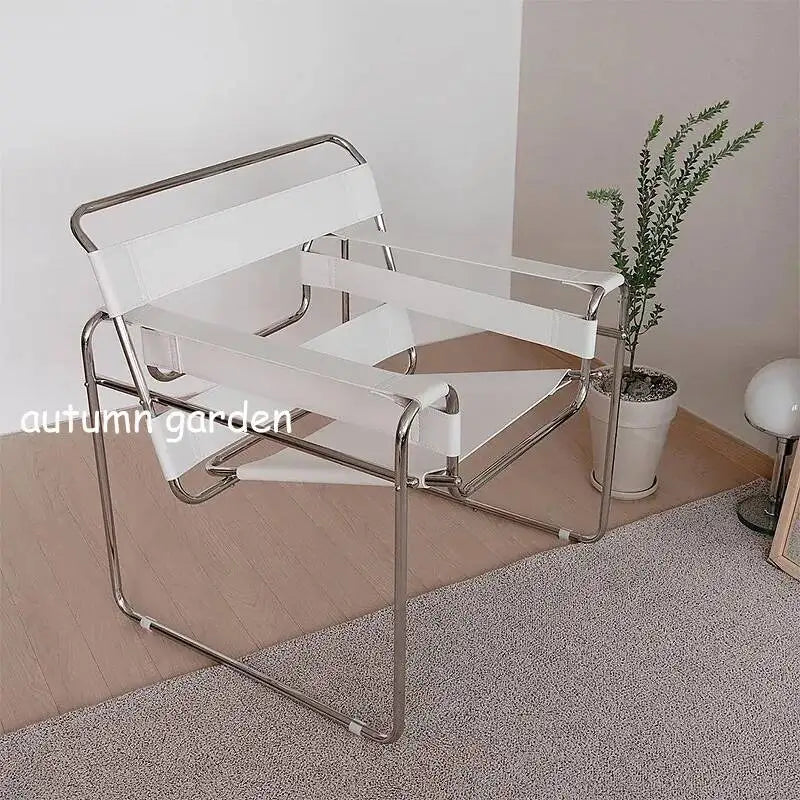 Vasily Chair Designer Celebrity Reclining Chair Medieval Leisure Sofa Stainless Steel Saddle Leather Living Room Chair