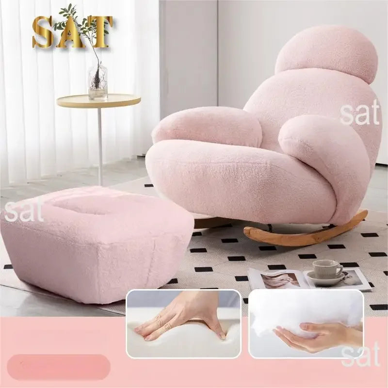 Big white Internet celebrity rocking chair lazy sofa single rocking cream living room lazy chair simple balcony bedroom