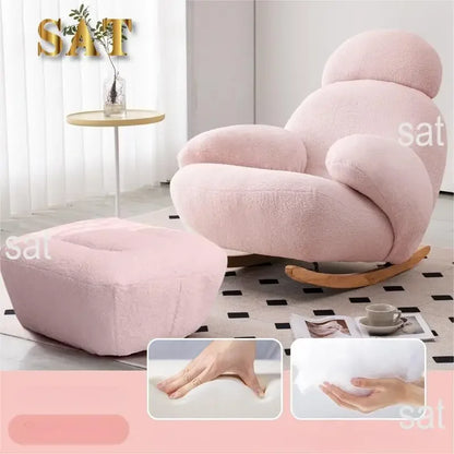 Big white Internet celebrity rocking chair lazy sofa single rocking cream living room lazy chair simple balcony bedroom