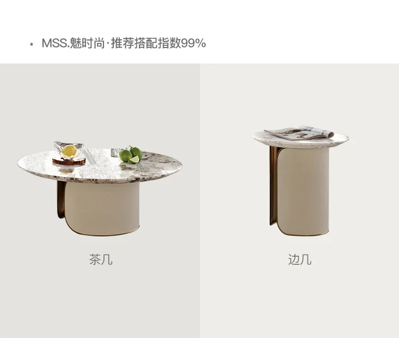 Two-color U-shaped villa leather sofa, modern light luxury semi-curved sofa