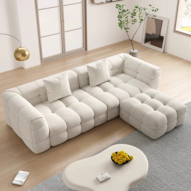 Luxury Charging  Sofas Bed U Shaped Sectional Furniture 7 Seat Modern European Fabric Living Room Sofas Set