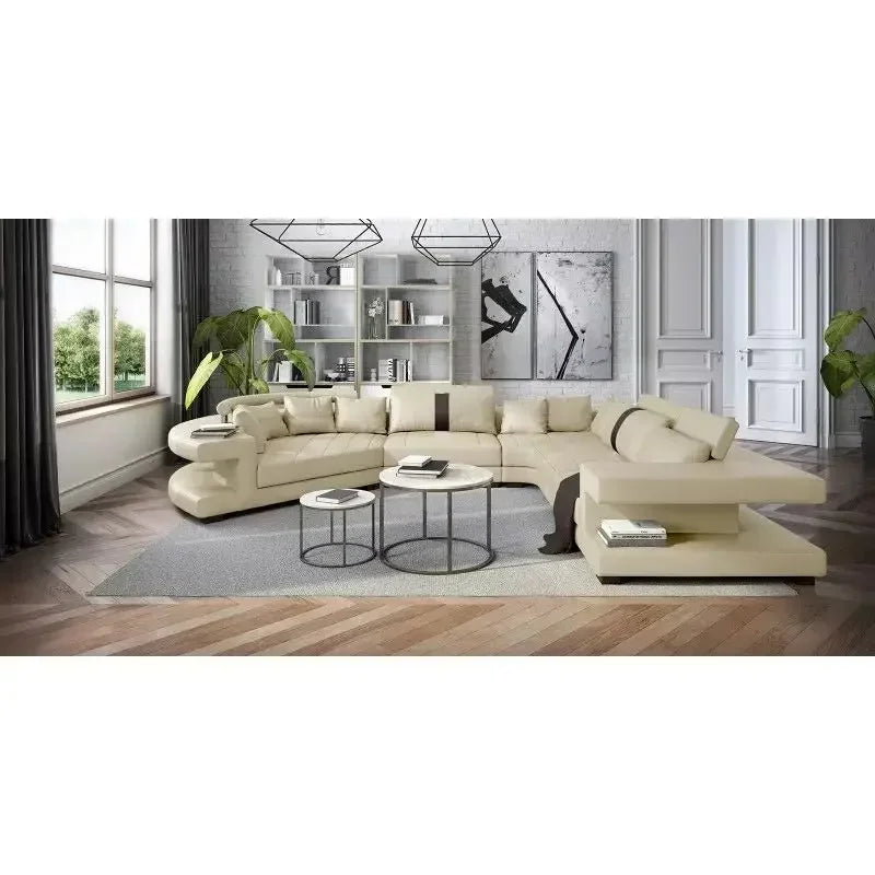 New Arrival Modern Living Room Leather Sofa, Lounge Chair, Living Room Designer Combination Sofa, U-shaped Sofa, Luxury Leather
