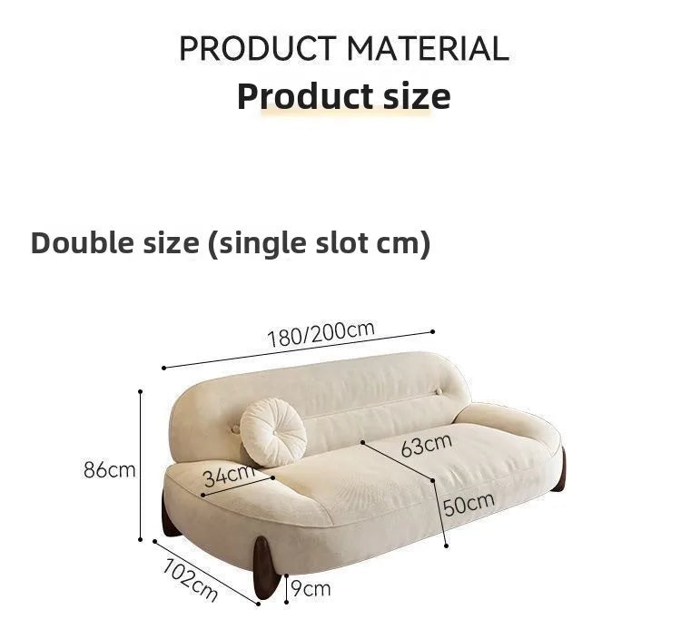 Sofa cream style, minimalist cat claw cloth leather art, small apartment living room arc sofa