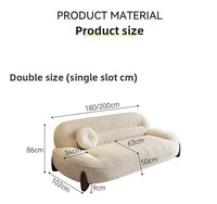 Sofa cream style, minimalist cat claw cloth leather art, small apartment living room arc sofa