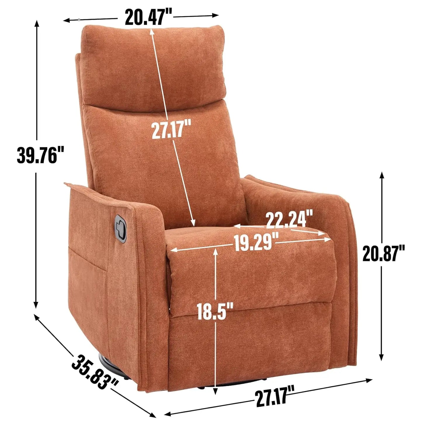 360 Swivel Rocking Recliner Chair for Adults, Nursery Rocking Chair with Heat and Massage, Glider Reclining Chair, Customized