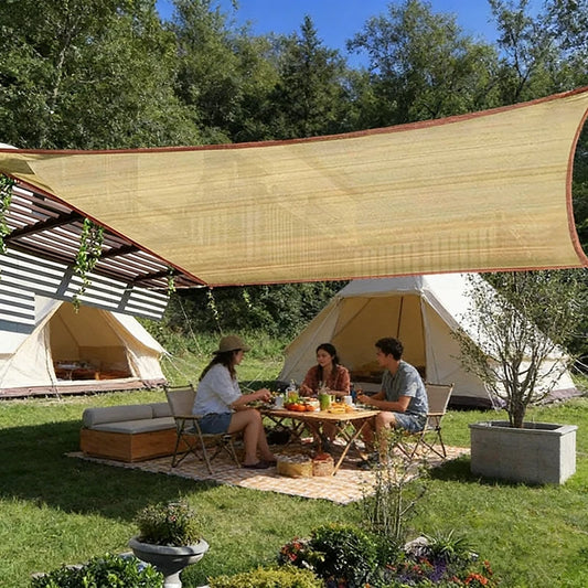 4x4m Camping Awning Tent  Summer Outdoor UV Protection Shade Membrane Sun Shade Net Car Tent Beach Privacy Sunscreen Mesh Cover