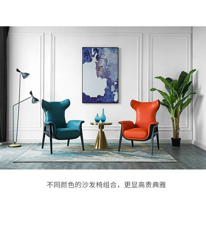 Nordic single sofa chair modern simple study balcony lazy Internet celebrity live leisure chair solid wood tiger chair
