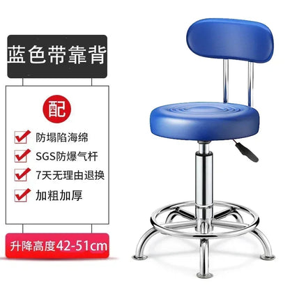 PU Leather Modern Rolling Stool Low Back Height Adjustable Work Salon Drafting Swivel Task Chair with Footrest