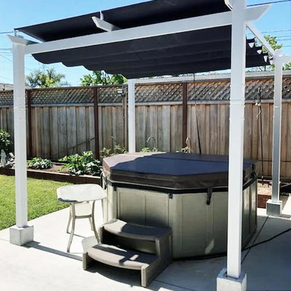 10' x 13' Outdoor Aluminum Pergola White Heavy-Duty Retractable Pergola Patio Metal with Double Sun Shade Canopy for Gardens De