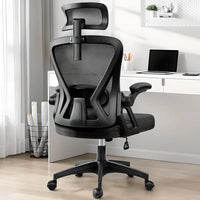 High-Back Ergonomic Office Chair with Headrest and Adjustable Armrests for Comfortable Home Desk Use