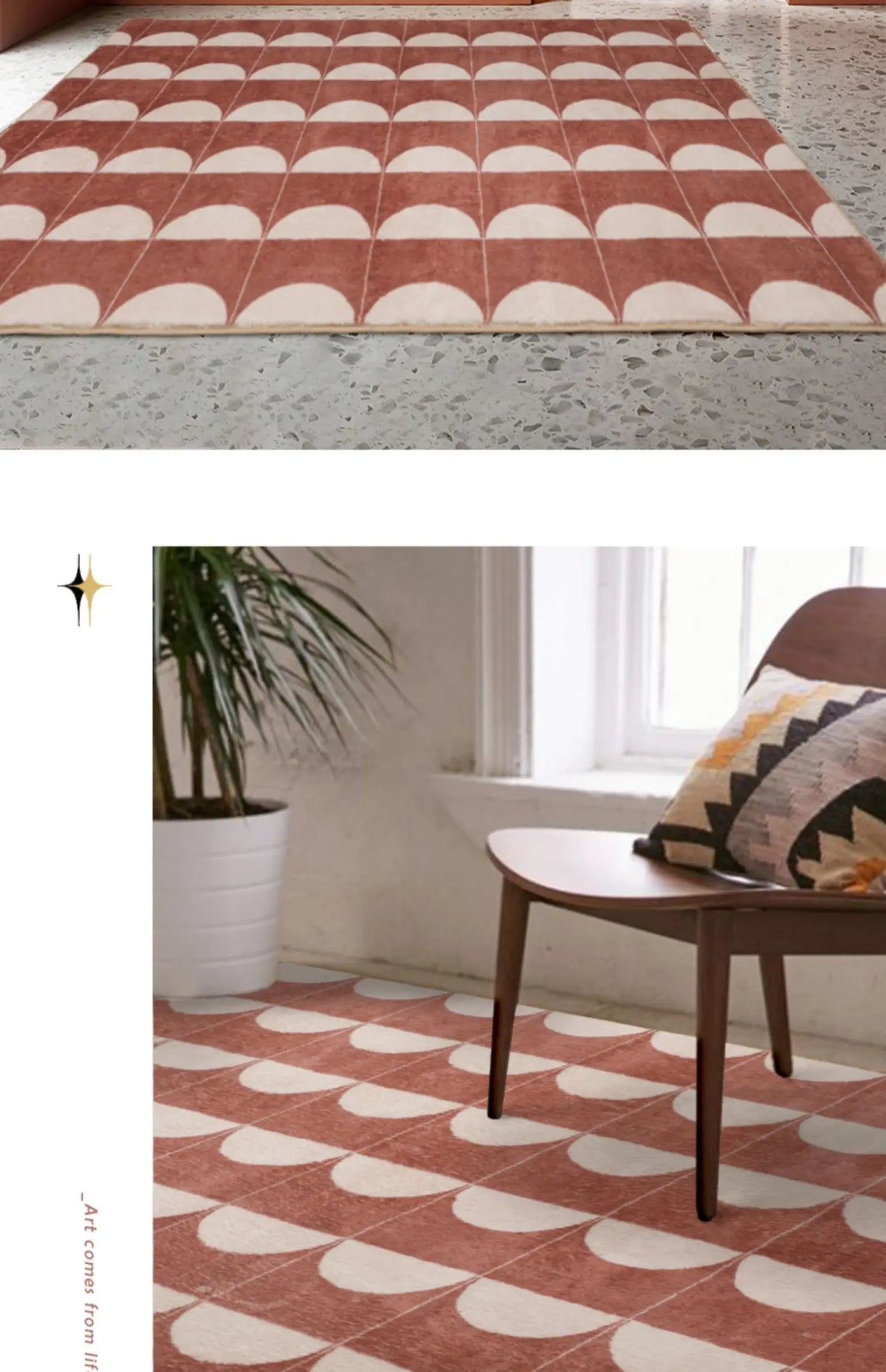 VIKAMA Cashmere Wash Back Carpet Machine Washable Ins Style Checkerboard Living Room Carpet Cloakroom Carpet Home Decoration