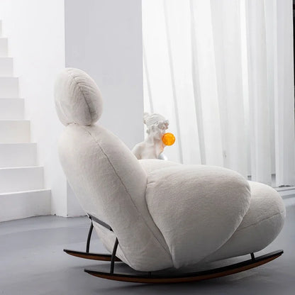 Large Rocking Living Room Chair Recliner White Comfortable Modern Chair Nordic Luxury Fluffy Mecedoras De Adultos Home Furniture