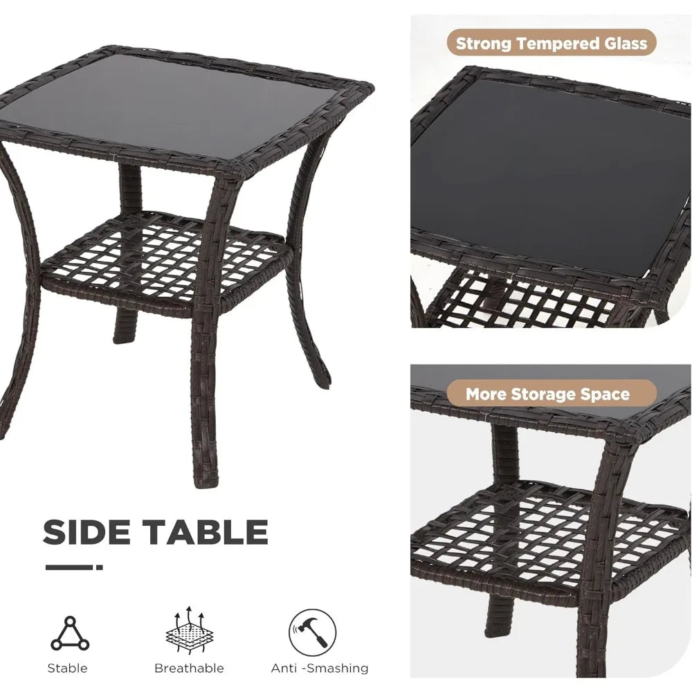 6 Piece Patio Furniture Set, Wicker Outdoor Conversation Sofa Set with Swivel Chairs, 2 Ottomans, Storage Coffee Table,