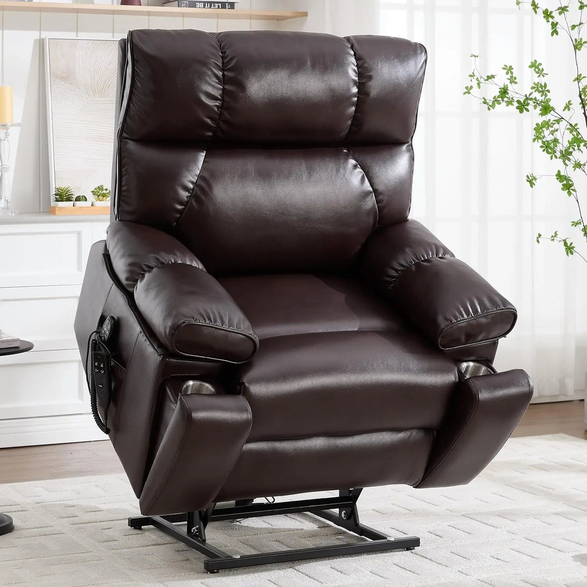 Dual Motor Power Lift Chair for Elderly with Vibration Massage and Lumbar Heating for Living Room, Electric Lay Flat Recliner