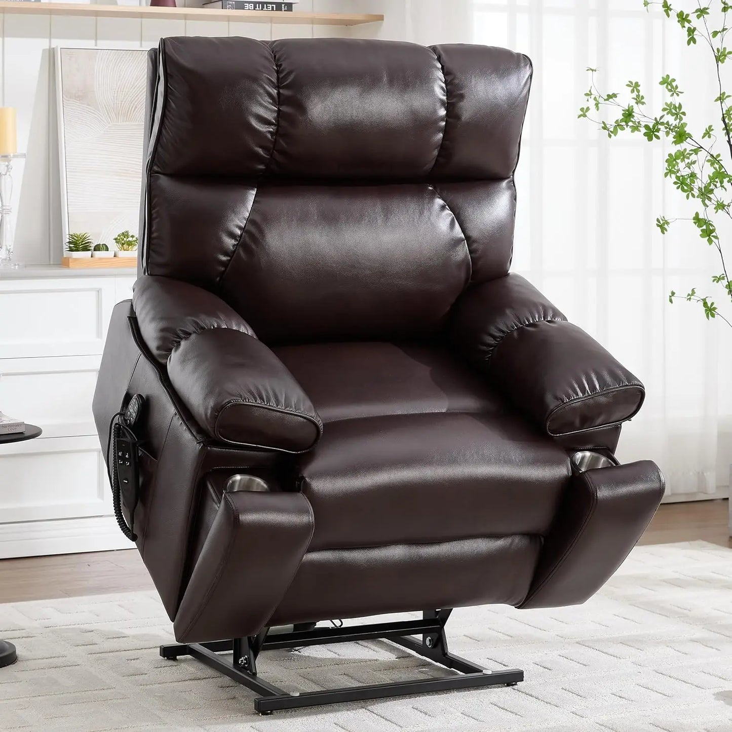 Dual Motor Power Lift Chair for Elderly with Vibration Massage and Lumbar Heating for Living Room, Electric Lay Flat Recliner