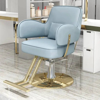 Round Chair Professional Barber Chairs Mirror Hair Salon Women's Beauty Men's Shaving Rotating Ergonomic Wheels Reclining Silla