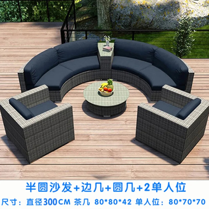 Outdoor sofa combination courtyard garden balcony rattan table and chairs terrace waterproof and sun protection outdoor
