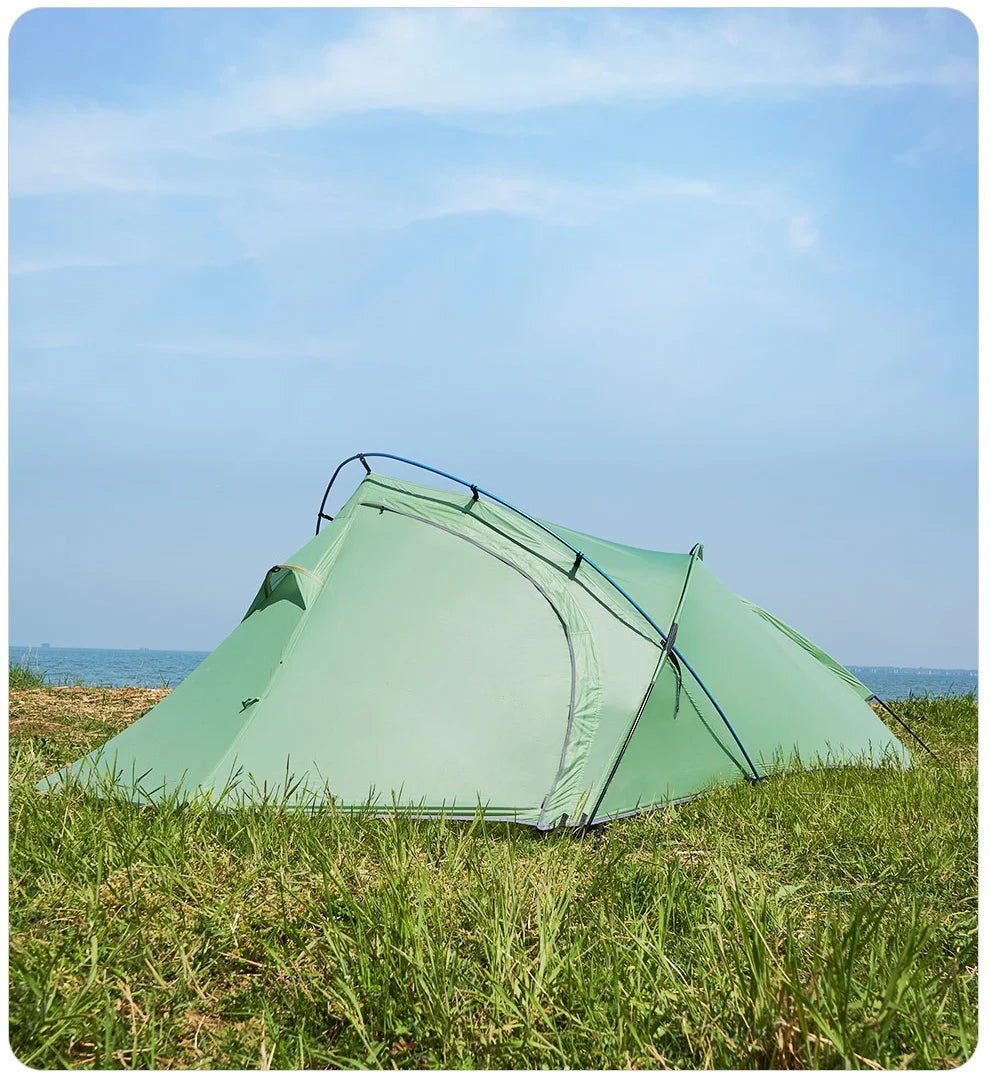 2 Person Ultralight Backpacking Tent 1.69kg 5000mm Waterproof 10D Nylon Triple Cross Pole Tent for Camping Hiking Trekking