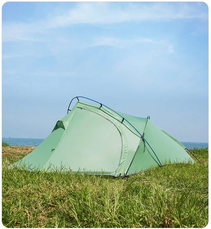 2 Person Ultralight Backpacking Tent 1.69kg 5000mm Waterproof 10D Nylon Triple Cross Pole Tent for Camping Hiking Trekking