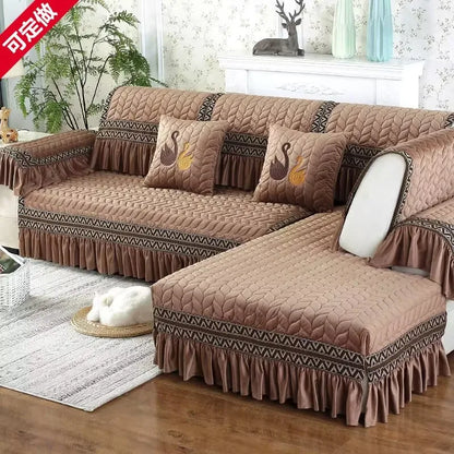 Sofa Cushion Soft Thick Sofa Cover Plush Towel Living Room Non-slip Corner Couch Covers Protective  Lace 1/2/3/4 Home Seat  Mat