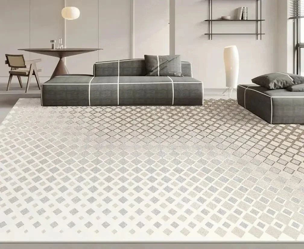 Modern White Minimalism Large Living Room Carpet Light Luxury Beige Decoration Bedroom Carpet Soft Lounge Rug Washable Floor Mat