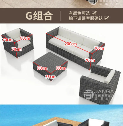 Outdoor courtyard, office building, reception area, sales center, round sofa, outdoor rattan chair, negotiation of large